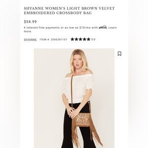 Shyanne Light Brown Suede Embroidered Crossbody with Fringe